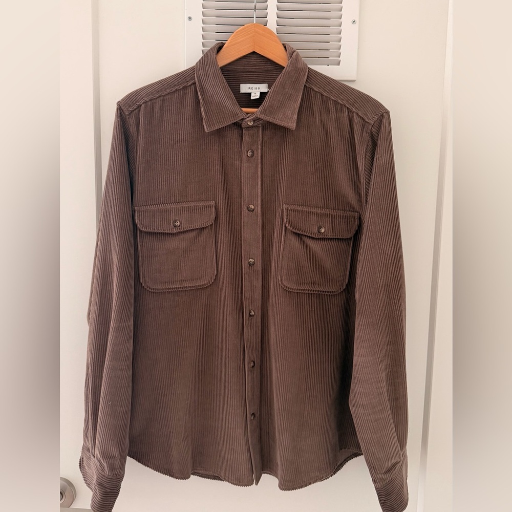 Reiss Brown Corduroy Casual Button Down Shirt